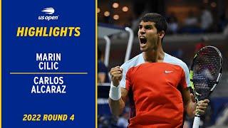 Marin Cilic vs. Carlos Alcaraz Highlights | 2022 US Open Round 4