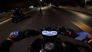 YAMAHA MT07 - NIGHT RIDE - MT07 VS HORNET 600 - SONIDO PURO - 4K