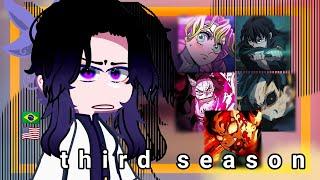 •|Hashiras react to season 3//  Tanjiro, Nezuko, Muichiro, Mitsuri and Genya/KNY/