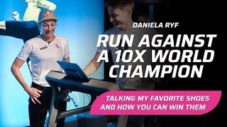 Fans battle Daniela Ryf in the Hoka Cube