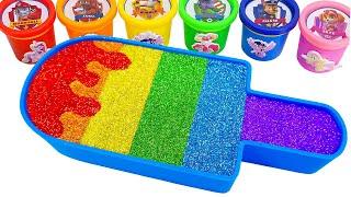 Satisfying Video l How To Make Rainbow Ice Cream Bathtub With Glitter Slime Cutting ASMR