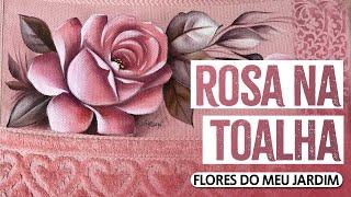 Como pintar uma Rosa em Toalha- Pintura em Tecido