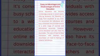 Essay on Advantages and Disadvantages of Online Education