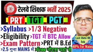 Railway Teacher Vacancy 2025 Complete Vacancy| Railway Teacher Vacancy 2025 PRT Syllabus| Exam