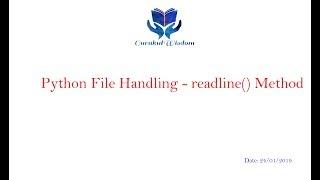 105 - Python File Handling - readline() Method