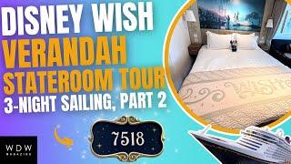 Disney Wish Verandah Stateroom Tour - Room 7518