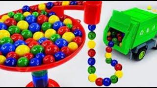 Marble Run Race  HABA Slope & Retro Makita Truck, Garbage Truck Long Version #013