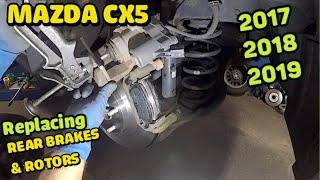 How to replace rear brake pads and rotors on Mazda CX5 2017 2018 2019 + with EPB