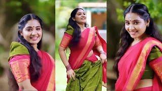 Tamil Serial Actress Anshitha Saree Iduppu Latest