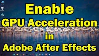 How to enable GPU Acceleration in Adobe After Effects