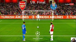 Arsenal vs Porto - Penalty Shootout | UEFA Champions League 2024 Round of 16 | Saka vs Porto | PES