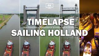 Travel from Rotterdam to Amsterdam in 10 minutes by boat: a 4k timelapse