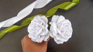 Ribbon roses how to make / Satin ribbon flowers / Gulnur flower / Ribbon craft ideas