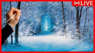  Acrylic Painting Tutorial - Winter Landscape / Easy Art / Drawing Lesson / Kunst Malerei Zeichnung