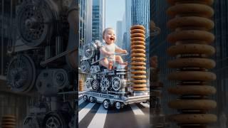 The Biscuit Machine and the Mischievous Monkey!#ai #baby #monkey