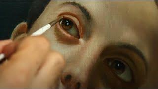 Omar Ortiz pintando la obra Moscu Hiperrealismo Hyperrealism oil paint