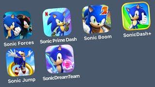 Sonic Forces,Sonic Prime Dash,Sonic Dash 2: Sonic Boom,Sonic Dash+,Sonic Jump,Sonic Dream Team