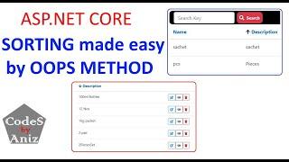 ASP.NET CORE EFCORE MVC CRUD with SORT, Paging, filter, search using OOPS method