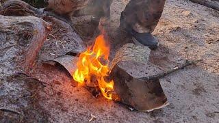 набор для выживания, разведение огня при помощи огнива, малый якутский нож, мусат