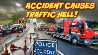 Chaos Unfolds: Car Accident Creates Traffic Nightmare at Collection!