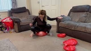 Inflatable beach ball sit pop