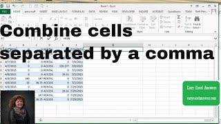 Combine cells separate by a comma in Excel