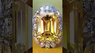 Halo 6ct Emerald Cut Yellow Sapphire Cocktail Ring