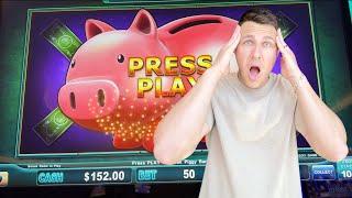 My First FULL SCREEN PIG On Piggy Bankin Slot Machine!