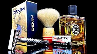 Бритьё! RazoRock Wunderbar Slant, Denim Gold, Derby, Lider Brush, Rapira