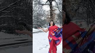 Enjoying the snow gracefully in a saree #shorts