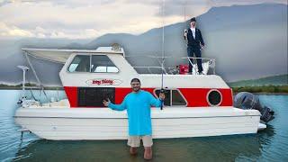 Camping In My Fully Restored Houseboat On A Mountain Lake! (30 lb striper!!)