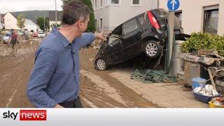 WATCH: Sky correspondent walks through German street devastated by floods