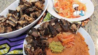 Goat meat Eba || Gari Pinon mouton