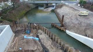 Drohnenaufnahme vom 4.3.2023 an der Baustelle bei der Berkelmühle in Stadtlohn.