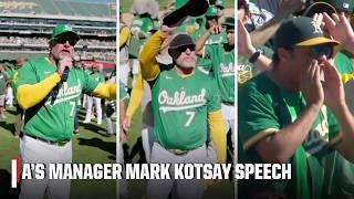 Oakland A's manager Mark Kotsay thanks Oakland fans & staff after final game  | ESPN MLB