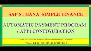 Automatic Payment Program (APP) configuration process in SAP S4 HANA FINANCE....8074156411