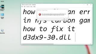 How To Fix d3dx9-30.dll was not found in nfs carbon |fix run time error |How to fix |YT Special