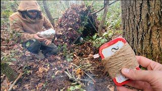 ALTOIDS TIN SURVIVAL KIT OVERNIGHT TEST | Winter Survival Challenge | Debri Shelter Build