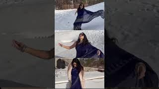 Snow and saree content# winter wonderland #sareeinsnow