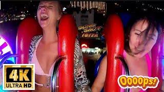 Nice bounce girl on slingshot ride  part 111 #slingshotchallenge #amusementpark