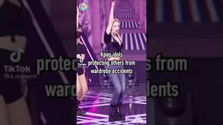 Kpop idols protecting others from wardrobe accidents