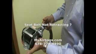 Seat Belt Pre-Tensioner Not Retracting? Repair Rebuild Fix Cut Ripped Locked, MyAirbags.com