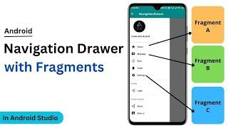 Navigation Drawer with Fragments in Android Studio | Android Navigation Drawer Tutorial | 2023