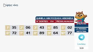 Sorteos 4644 Quiniela Primera Matutina y 1754 Mini Quiniela Poceada, 06 de Septiembre del 2024.