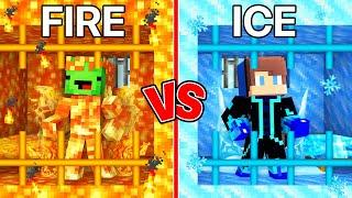 Mikey FIRE Prison vs JJ ICE Prison in Minecraft (Maizen)