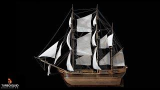 Full-Rigged Sailing Ship 3D Model Turntable 60FPS