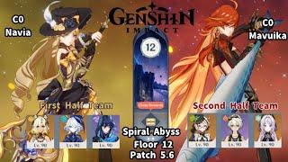 Spiral Abyss Patch 5.6 Floor 12 | C0 Navia & C0 Mavuika | Genshin Impact Gameplay