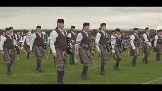 The Glasgow Skye Association Pipe Band competes at the 2019 British Pipe Band Championships