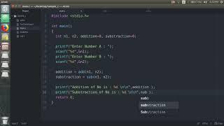 Multifile C Program Using Makefile - Atom Editor (Ubuntu Platform)