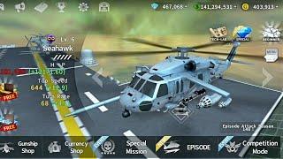 Gunship Battle: SEAHAWK attack helicopter in mission gameplay.